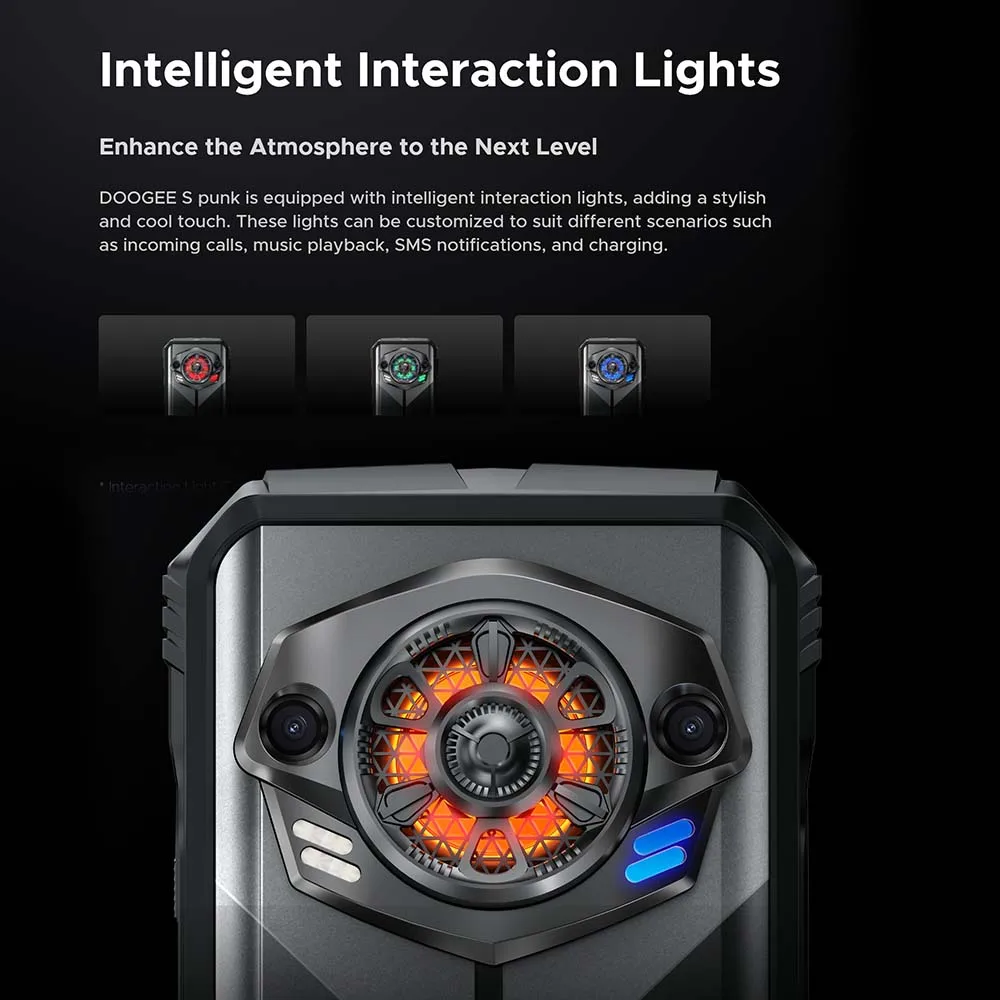 World Premiere DOOGEE S Punk Rugged Phone LED Light Effect 6.58" 60Hz Display 6GB+256GB 34mm Large Amplitude Speake Android 14