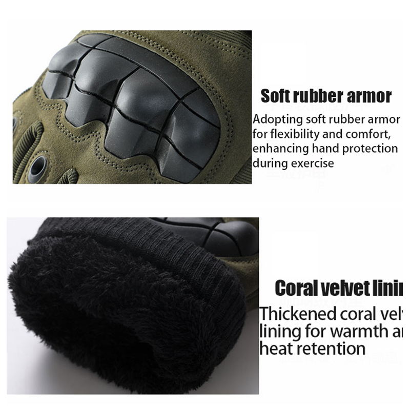 Tactical Gloves Full Finger Winter Warm Combat Touch Screen Thermal Gloves Outdoor Skiing Hunting Protective Gloves Men