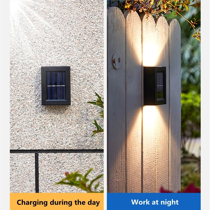 Solar Wall Light ABS Waterproof Up Down Outdoor with Built-in Li-ion Battery for Garden Yard Stairs Decoration Solar Panel Light