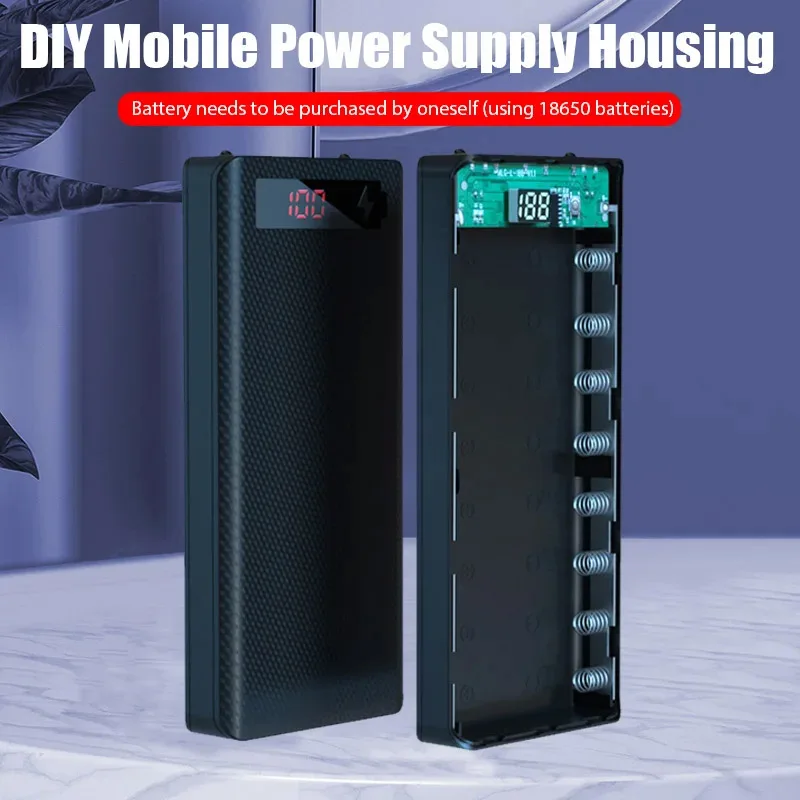 8/10*18650 Power Bank Fällen Batterie Halter Tragbare Dual USB Typ C Lade Shell für iPhone Xiaomi Huawei 18650 Batterie Fällen