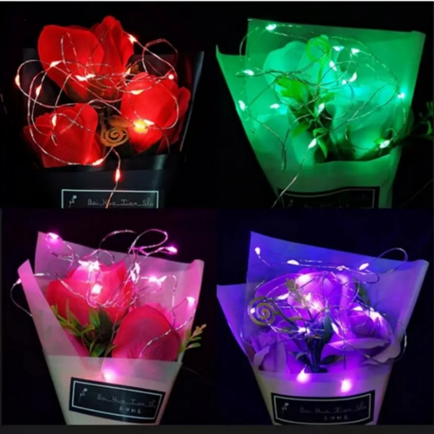 Con batteria LED String Lights Rame Argento Filo Ghirlanda Luce Lucine Decorazione festa per Natale Matrimonio 1/2/3METRO