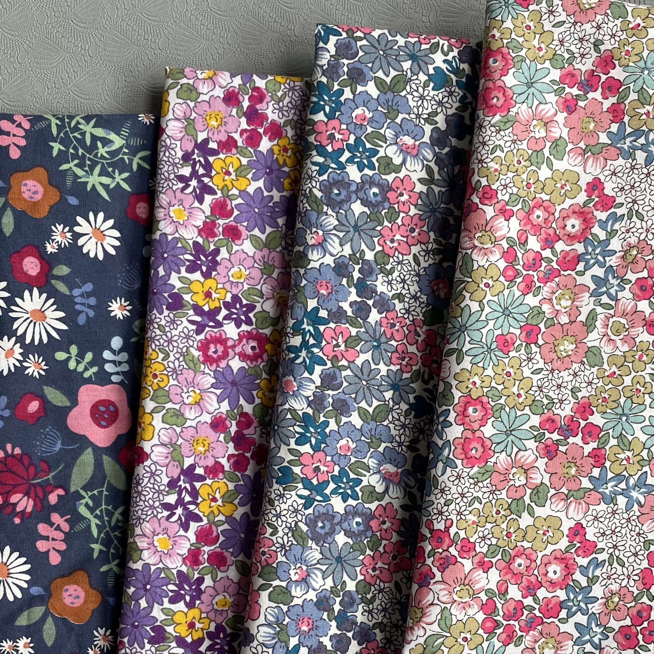 Plantas florais de tecido estampado, 100% algodão, usado para costura manual, patchwork, vestidos e saias infantis, DIY, 145x50cm