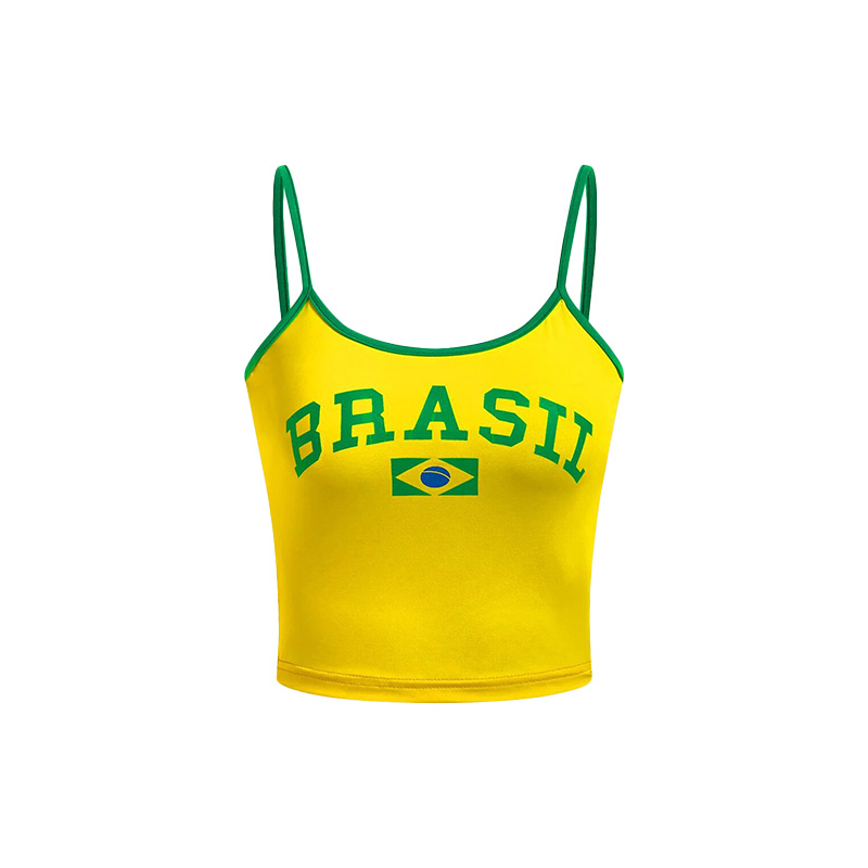 Y 2K Kleding Dames Top Mode High Street Tank Top Sexy Braziliaanse Brief Print Slim Fit Amerikaanse Retro Persoonlijkheid T-Shirt