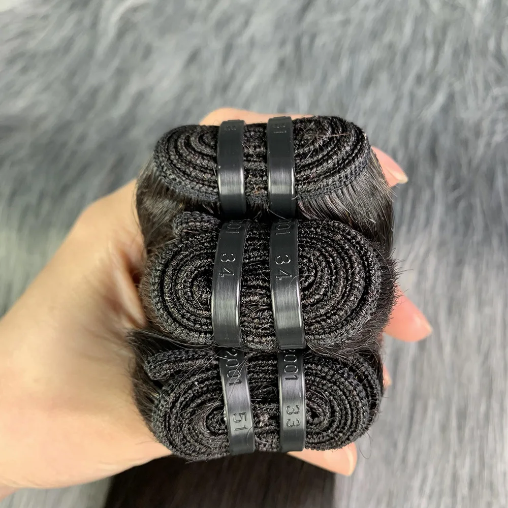 Bone Straight Raw Cabelo Humano Pacotes com Fecho, 100% 12A, Natural Black, 2x6 Lace, Kim K, 3 Pacotes