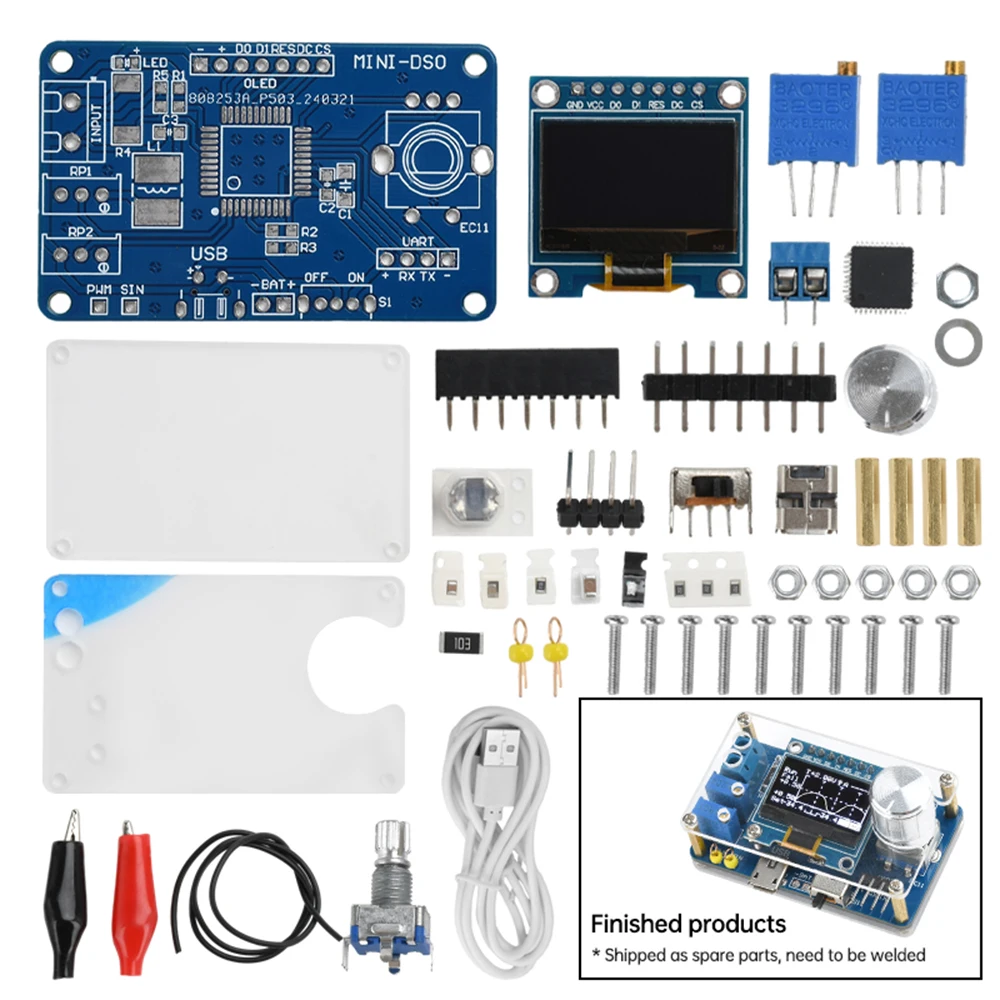 Mini Kit de osciloscopio Digital DIY, microcontrolador STC8K8A, componente electrónico, práctica de soldadura, Kit suelto