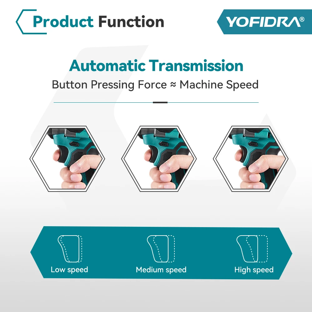 YOFIDRA 5 Marce 1200N.M Torque Brushless Chiave Elettrica Cordless Cacciavite Per Auto Utensili Elettrici Domestici Per Makita Batteria Spille