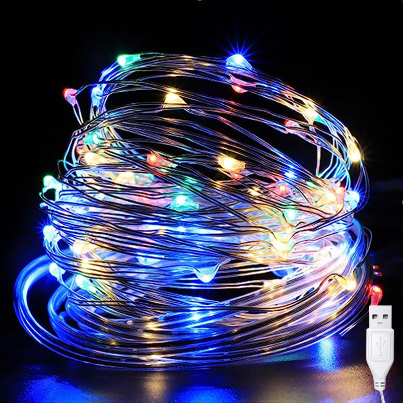 LED Girlande Lichter USB Fee Kupferdraht Lichterkette Weihnachten Ornamente Silvester Hochzeit Party Straße Weihnachten Baum Dekor