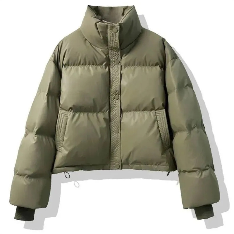 Chaqueta acolchada de algodón desechable de cuero PU para mujer, Parkas cortas de invierno, abrigo grueso de pan, abrigo acolchado de algodón pequeño y cálido, novedad de 2024
