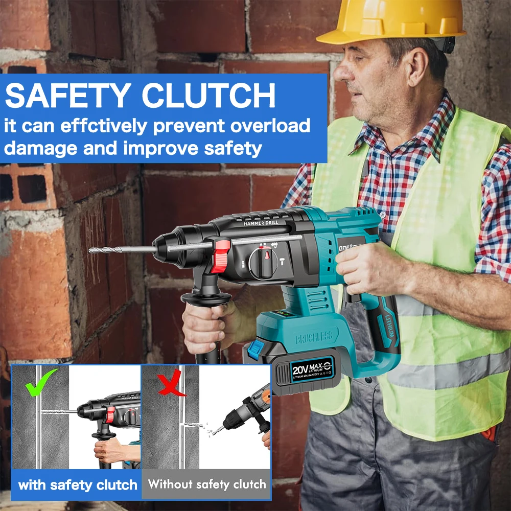 3 in 1 Brushless Impact Hammer 21V Cordless Hammer Drill FUNCTION Multifunctional Steel Concrete Wood For Makita 18V Battery