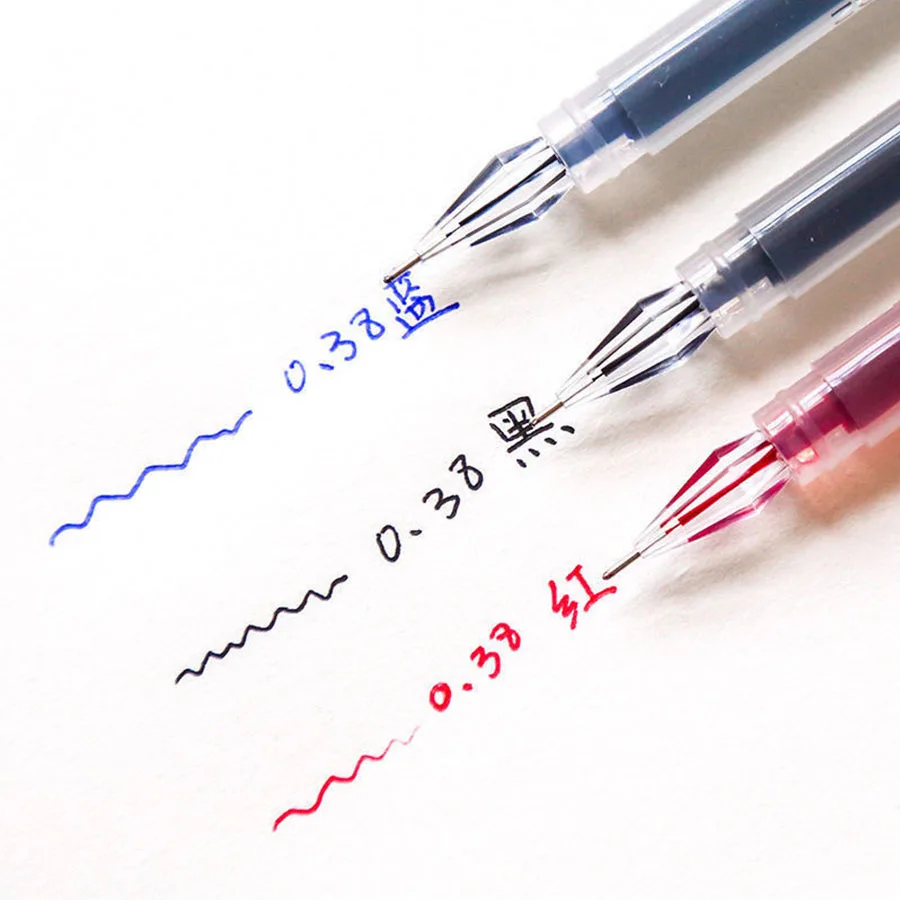 Bolígrafo de Gel con punta de diamante, 3 uds./mezcla, fino, 0,38mm, gran capacidad, tinta negra/azul/roja, examen, firma, escritura, escuela, suministros de oficina, papelería