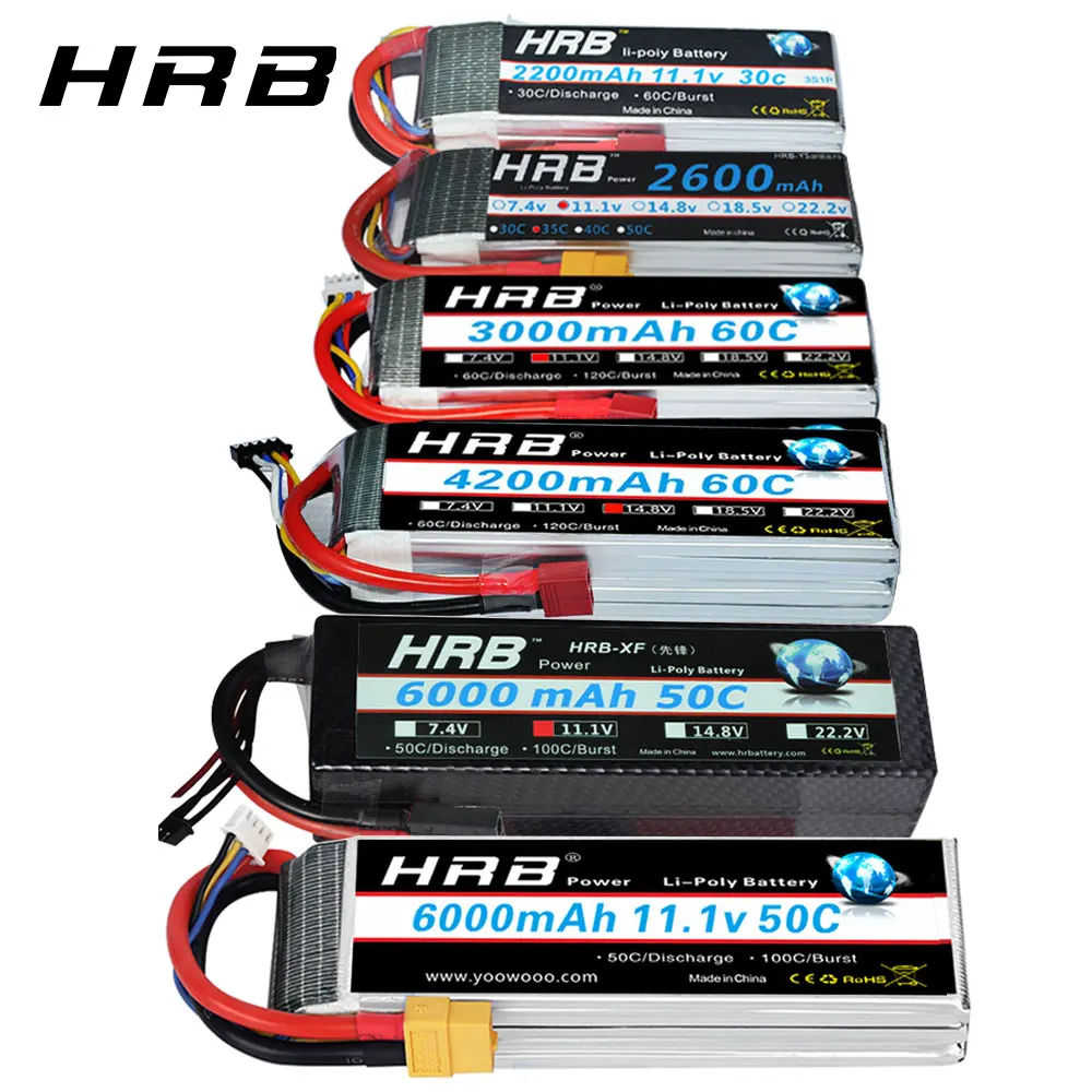 HRB RC Lipo Batterie 1500mah 2200mah 2600mah 4000mah 5000mah 6000mah Lipo 2s 3s 4s Batterie 22,2v 14,8v 11,1v 7,4v Lipo Batterie
