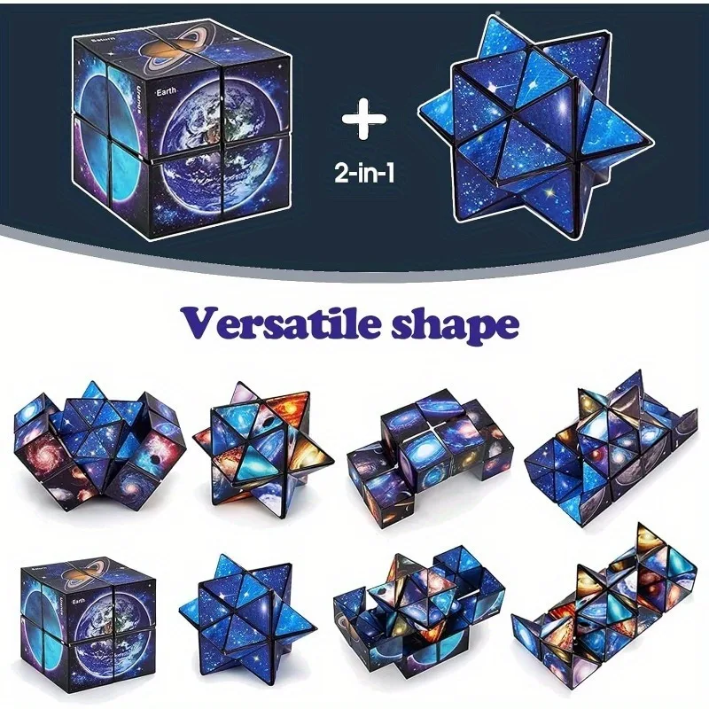 Cube magique 2 en 1 Star Sky, jouet EDC, Cube infini, Fidget, Puzzle, jouet torsadé, décompression créative, cadeau d'anniversaire