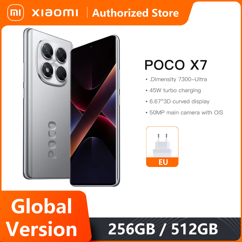 【Brand+】Смартфон POCO X7, размер 7300-Ultra, 6,67 дюйма, 120 Гц, AMOLED-дисплей, 45 Вт, 5110 мАч, 50 МП, камера IP68, Xiaomi HyperOS NFC