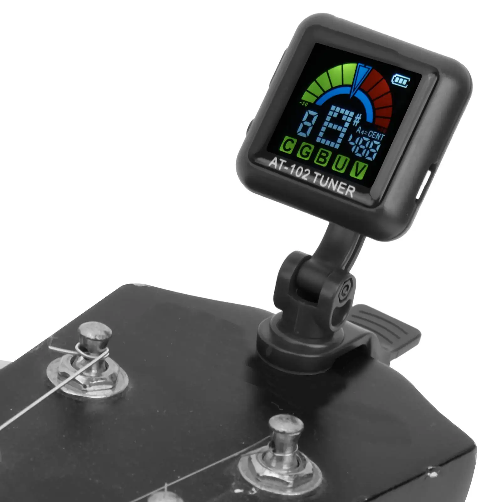 Afinador de guitarra aroma, afinador de violino afinador de guitarra com clipe usb recarregável bateria embutida afinador de ukulele de violino at-102 preto