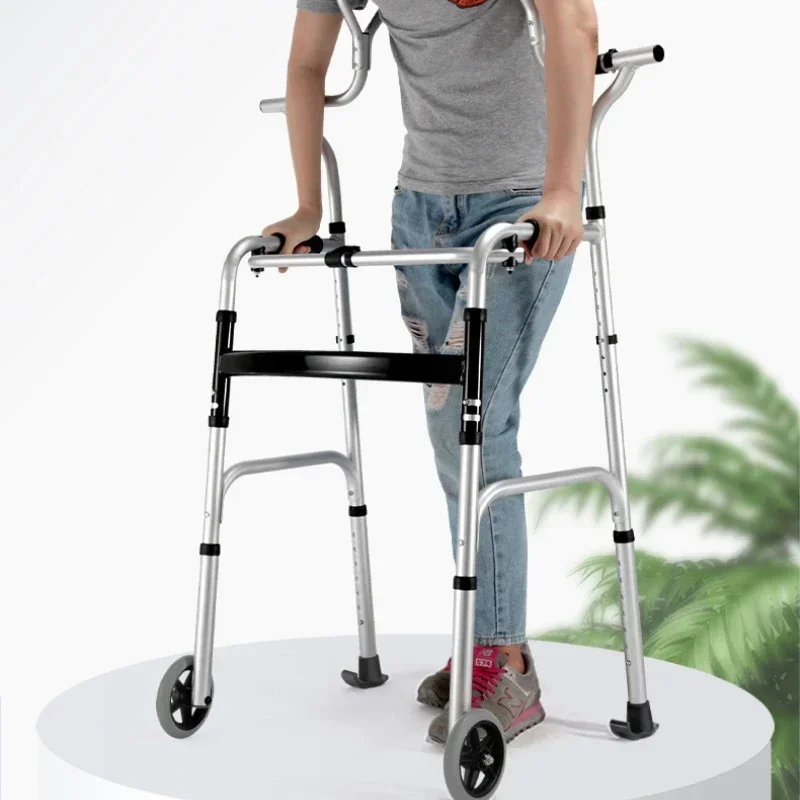 Bastón auxiliar para caminar para personas mayores con soporte para axila, soporte para caminar para rehabilitación de extremidades inferiores, muleta para axilas con ruedas