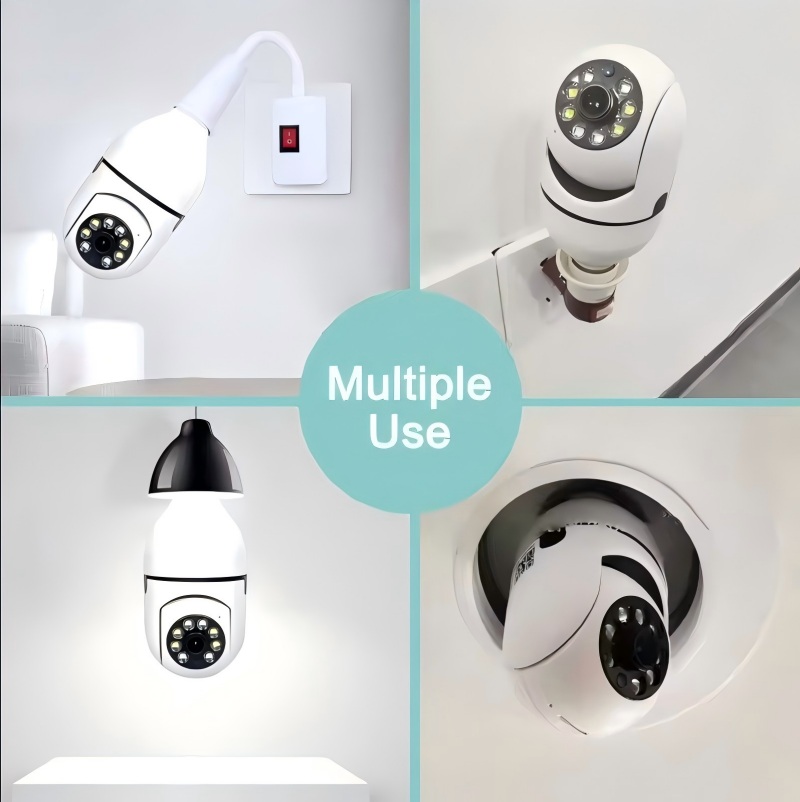 E27 Bulb Wifi Camera Human Tracking Color Night Vision 360 ° Rotation Intercom 2MP Camera Support iOS Android Phone