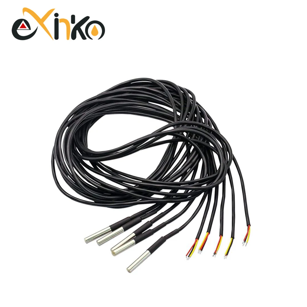 5pcs DS1820 Temperature Sensor Waterproof DS18b20 Temperature Probe 1M 2M 3M 5M Temperature Sensor 18B20 For Arduino DIY Kit
