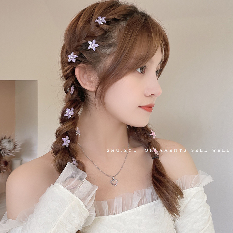 Awaytr กิ๊บหนีบผมรูปดอกไม้ขนาดเล็กกิ๊บหนีบผมพลาสติกเครื่องประดับผมเกาหลีสำหรับเด็กผู้หญิง