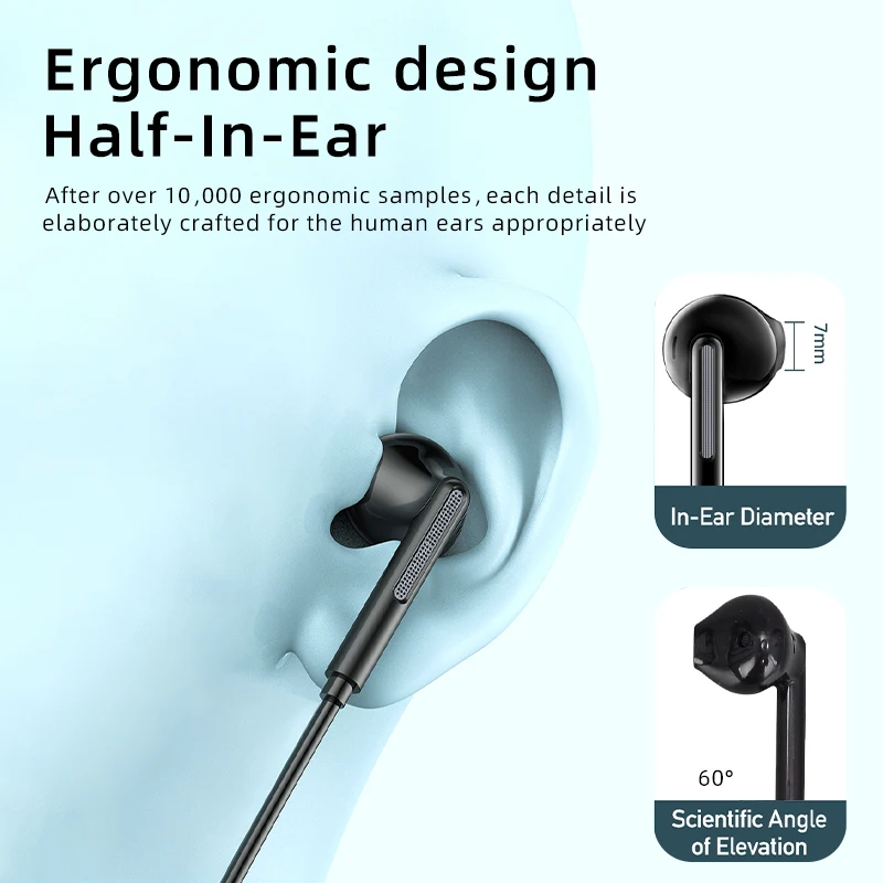 Awei PC-7/PC-7T Wire-controlled Earphone 3.5 mm / Type-C In-ear With Microphone Hands-free Calling Headphone For Xiaomi Samsung