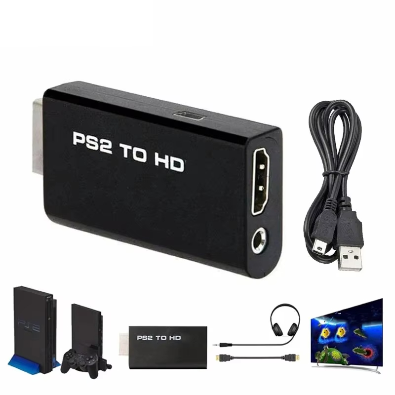 PS2 to HDMI-Compatible Converter Adapter Audio And Video With 3.5mm Audio Cable Supports Pc All Ps2 480i 480p 576i Display Modes