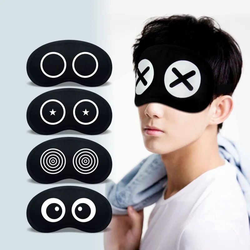 Masque pour les yeux occultant noir, Expression mignonne, pour femmes, filles, hommes, bureau, voyage, cadeau essentiel, unisexe, drôle, dessin animé, temps de sieste, masque pour les yeux de sommeil