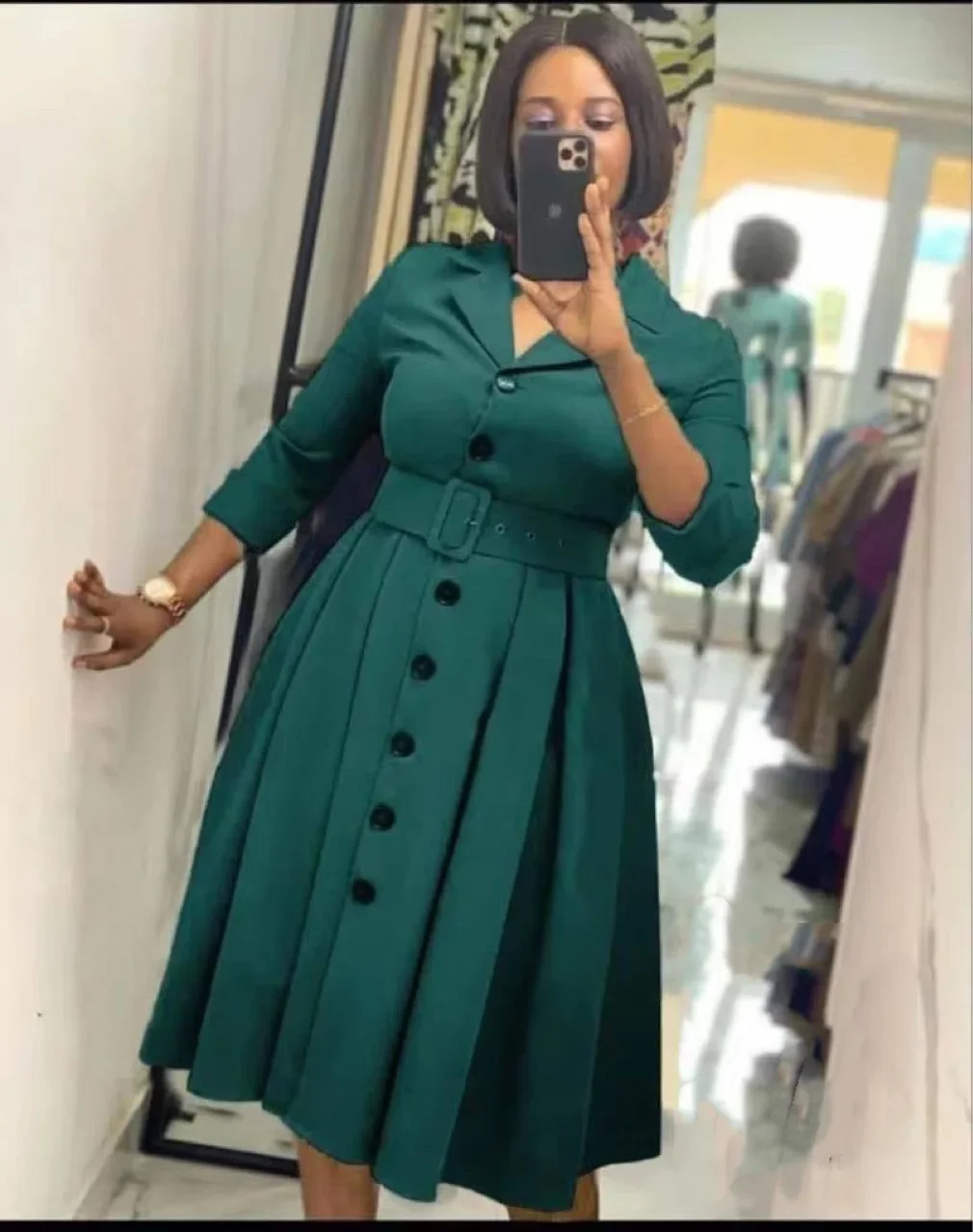 2023 vestidos africanos para mujeres primavera otoño mujeres africanas con cuello en V poliéster Color sólido vestido hasta la rodilla ropa africana mujeres
