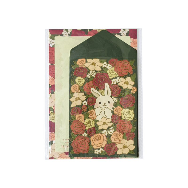 9 pçs/set coreano bonito urso coelho envelope conjunto de papel de escrita para casais amigos desejos de aniversário carta romântico papelaria presente