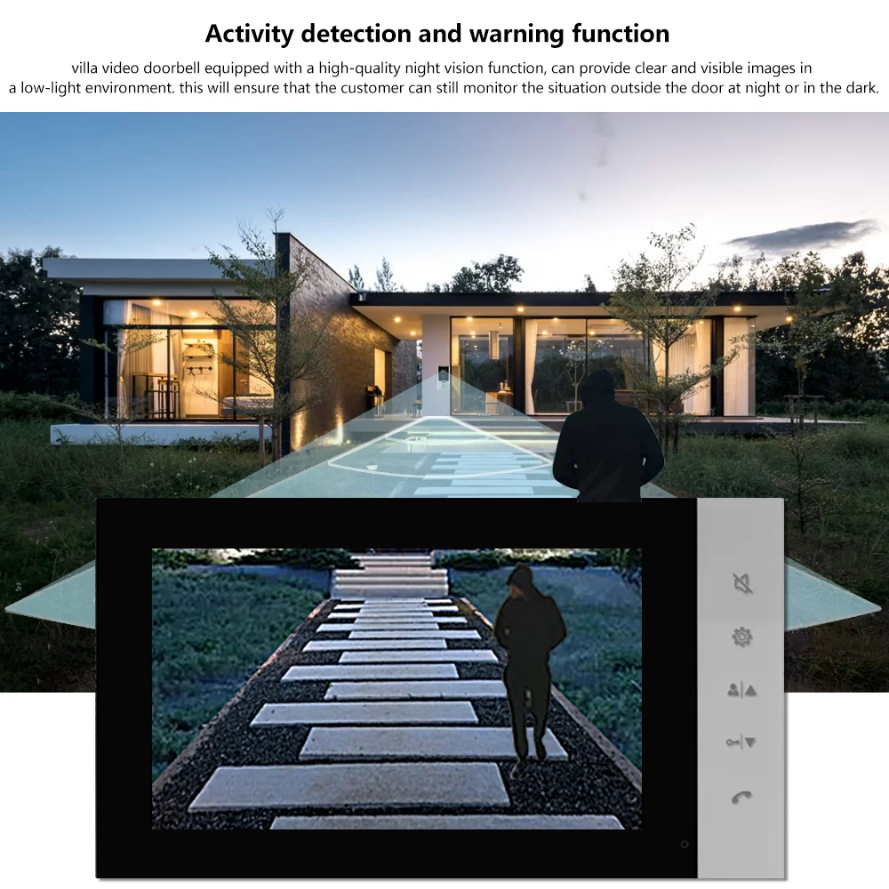 Video Intercom for Apartment Home 4-Wired IP65 Waterproof Color Night Doorbell Camera with Unlock,1~2 monitors Kit