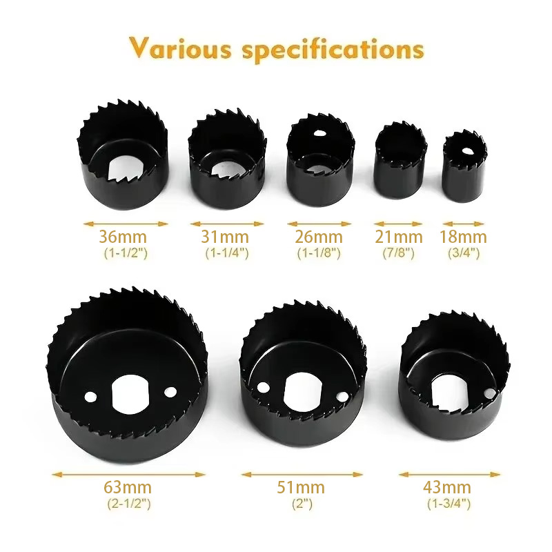 11Pcs Hole Saw Kit Durable Carbon Steel Metal Circle Power Drill Hole Cutter for Wood PVC and Plastic