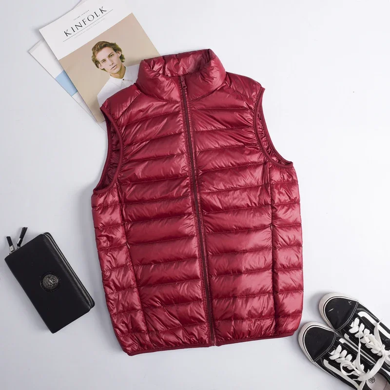 Herbst Winter Männer Ente Unten Weste 2024 Mantel Ultraleicht Ärmellose Puffer Weste Jacke Ultra Dünne Leichte Daunen Jacke Weste