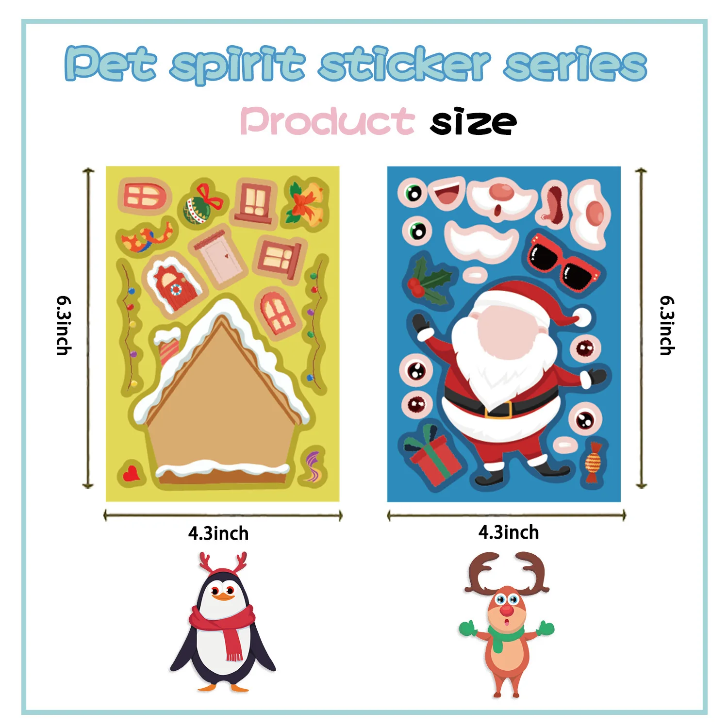 8 ชิ้นปริศนาการ์ตูนคริสต์มาส Snowman Party Make a Face สติกเกอร์หัตถกรรมสติกเกอร์กันน้ํา