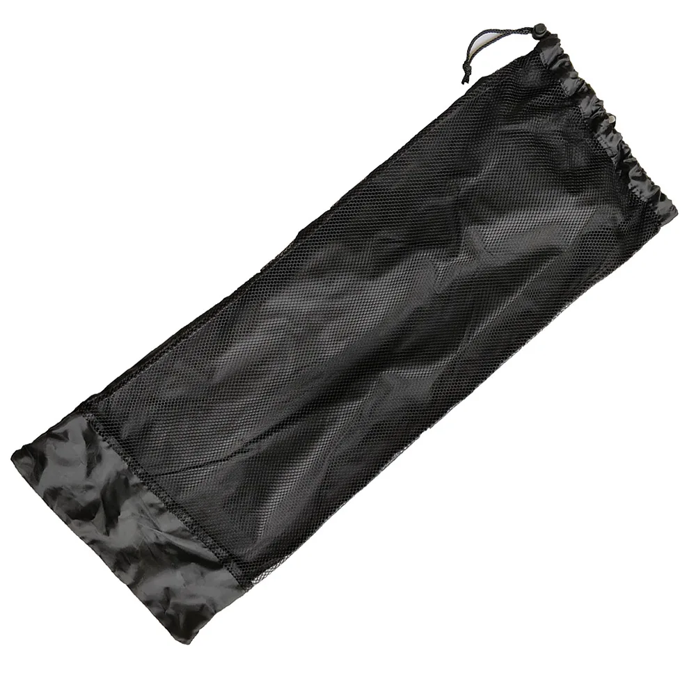 Schwarze Netztasche mit Kordelzug und langen Flossen für Tauchrucksack, 72 x 28 cm