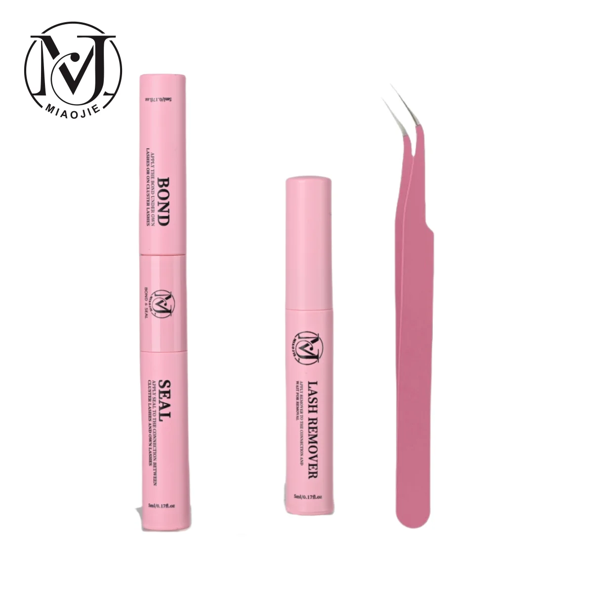 MJ Lash Bond and Seal 10 ml Einzelwimpernkleber und Versiegelung Superstarker Halt Wimpernverlängerung und Wimpernkleberentferner 5 ml Pinzette