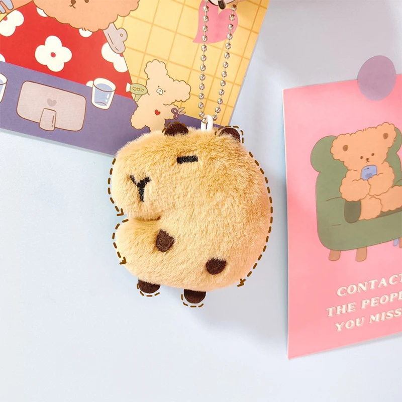 Creative Soft ตุ๊กตาสัตว์ Capybara ตุ๊กตา Plush Star Squeak ของเล่นการ์ตูนกระเป๋าจี้ Key CHAIN กระเป๋าเป้สะพายหลังกระเป๋ารถ Key RING