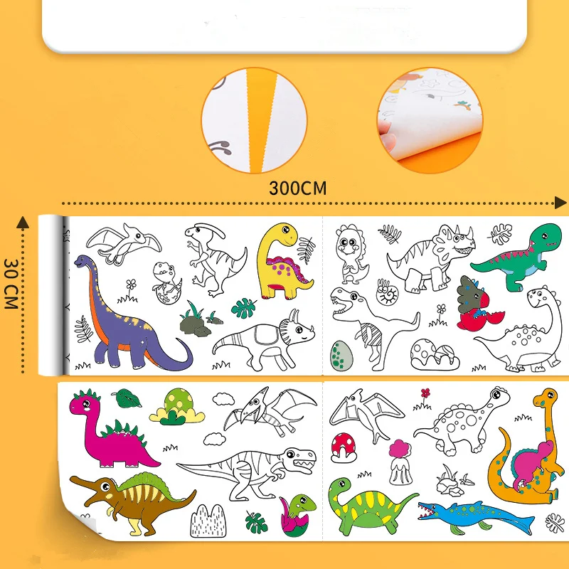 Rolo de desenho infantil, rolo de papel para colorir diy, papel de enchimento colorido, rolo de grafite, corte de papel para crianças, pintura, brinquedos educativos