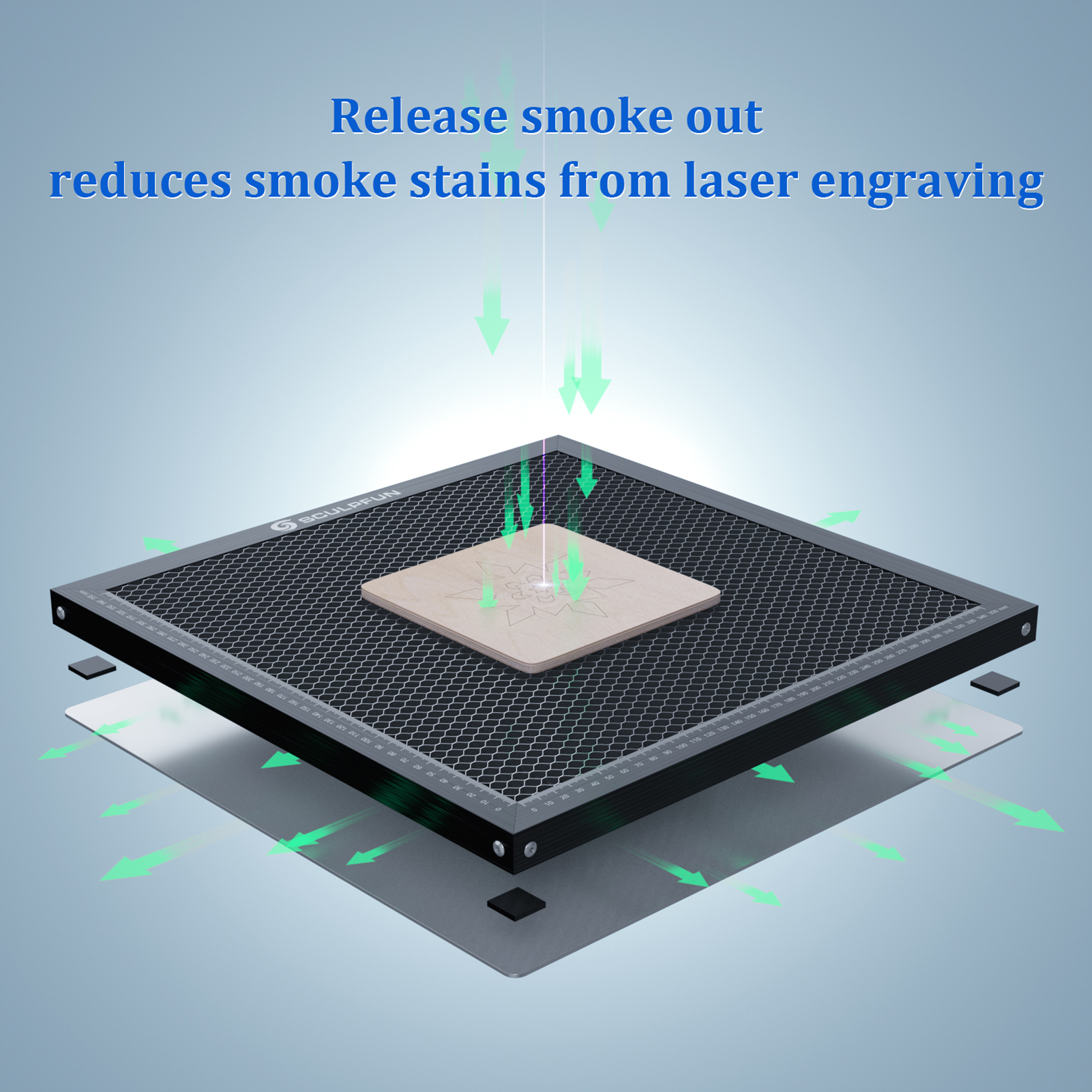 SCULPFUN Laserschneid-Waben-Arbeitstischplatte, Stahlplattenplattform für Diodenlasergravierer, Schneidemaschine, 400 x 400 mm