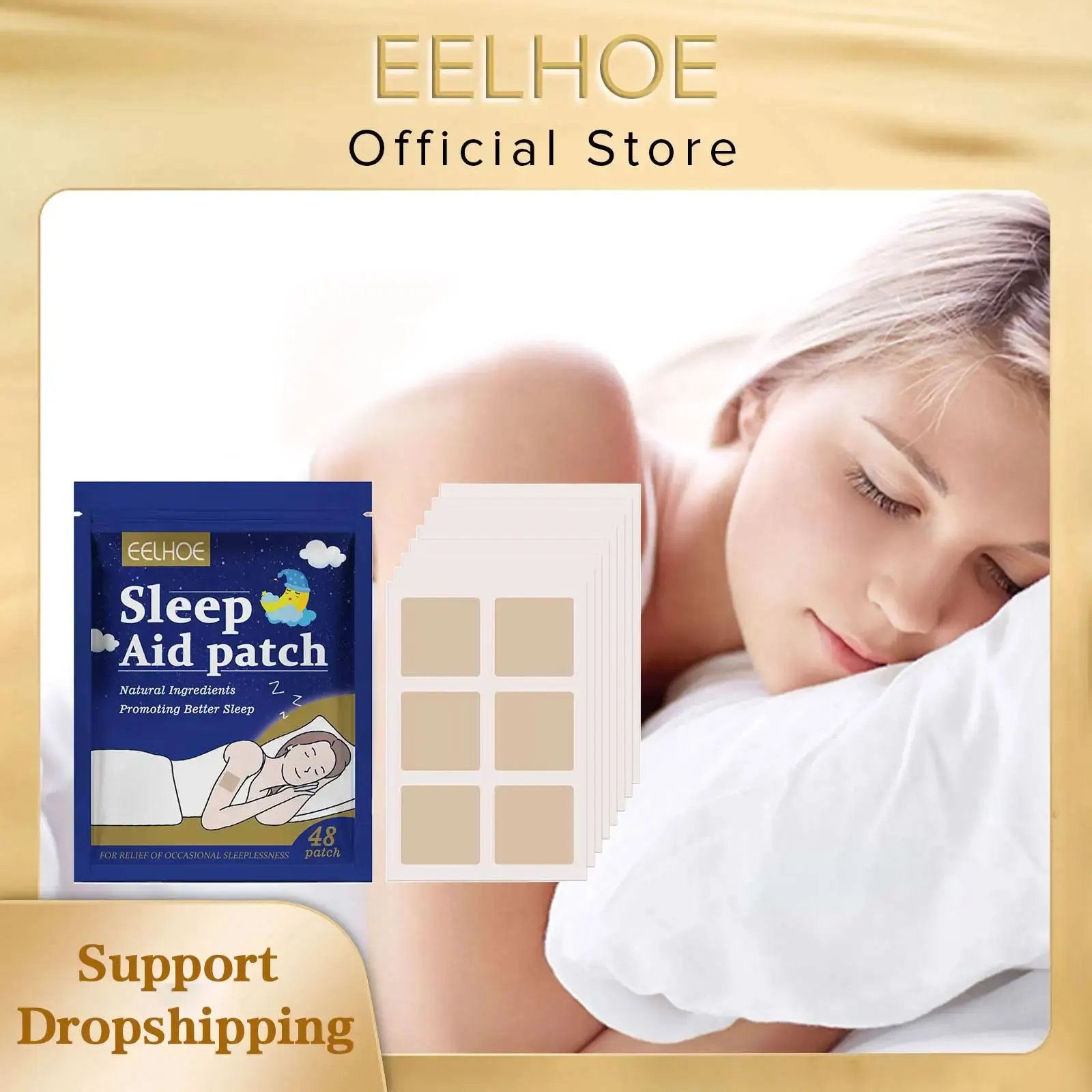 Eelhoe แผ่นช่วยในการนอนหลับบรรเทาอาการปวดหัวแผ่นพลาสเตอร์บรรเทาอาการปวดหัวเพื่อสุขภาพช่วยเพิ่มการนอนไม่หลับสติกเกอร์ผ่อนคลายร่างกาย