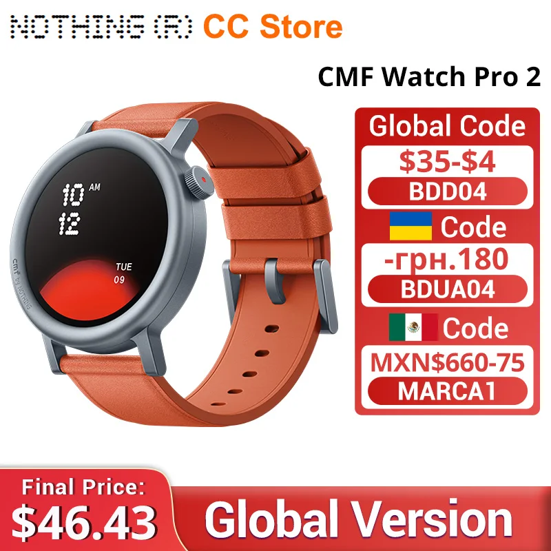 Семейный CMF by Nothing Watch Pro 2 1,32 "AMOLED Bluetooth 5,3 BT звонки с ИИ шумоподавлением watch 2 GPS cmf watch pro 2