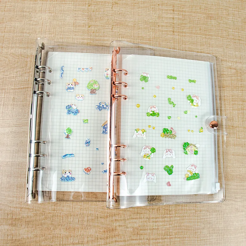 きらびやかなバインダーノートブックカバー、学校の文房具、日記、アジェンダ、プランナー、紙、バラ、金、a6、a5