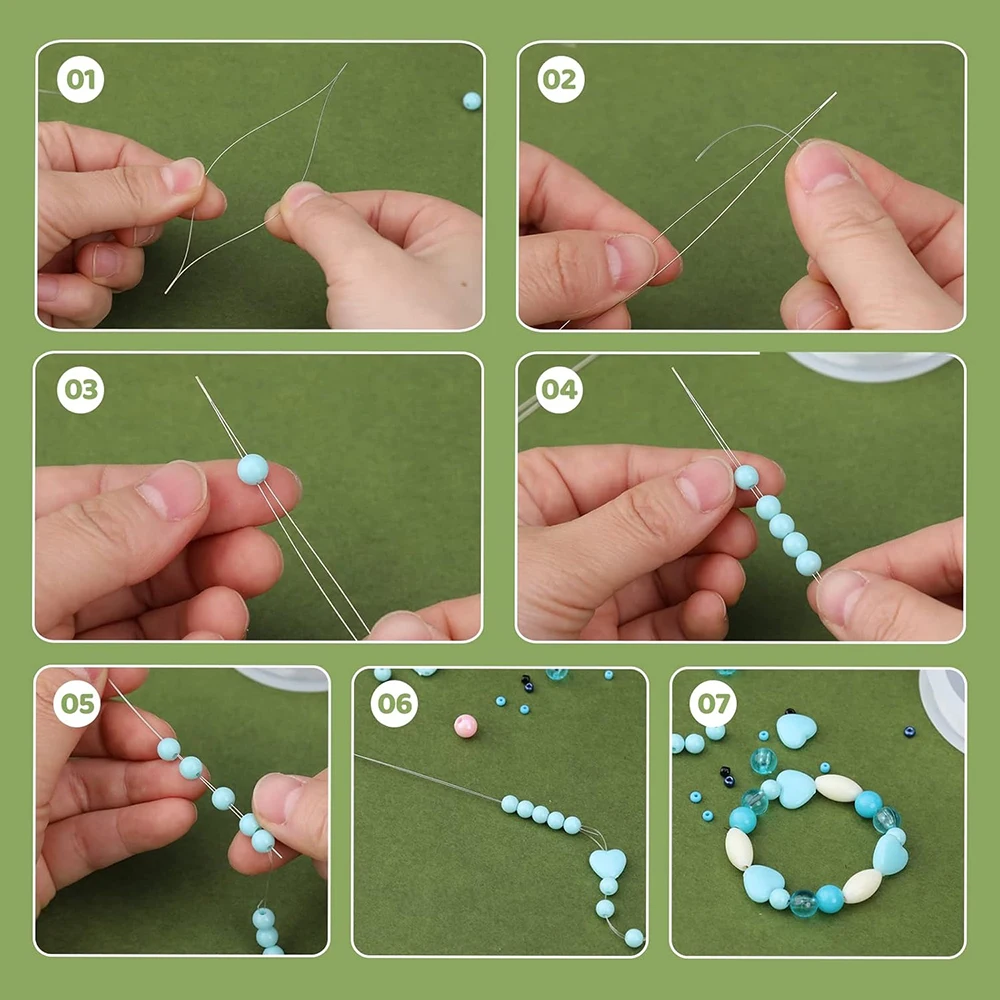 6PCS Beading เข็มยาวตรงประดับด้วยลูกปัดเย็บปักถักร้อยเข็มเข็มและ 3Pcs ลูกปัดเข็มสําหรับเครื่องประดับทํา