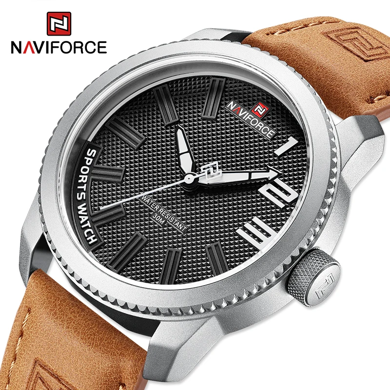 Original NAVIFORCEนาฬิกาสําหรับชาย2022ใหม่ควอตซ์กีฬานาฬิกากันน้ําแฟชั่นคุณภาพสูงชายนาฬิกาข้อมือหนัง