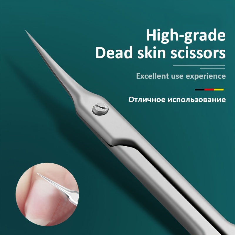 Ciseaux à cuticules à pointe incurvée en acier inoxydable, lame fine, coupe-ongles, outils de manucure, outils pour sourcils, dissolvant de peau morte
