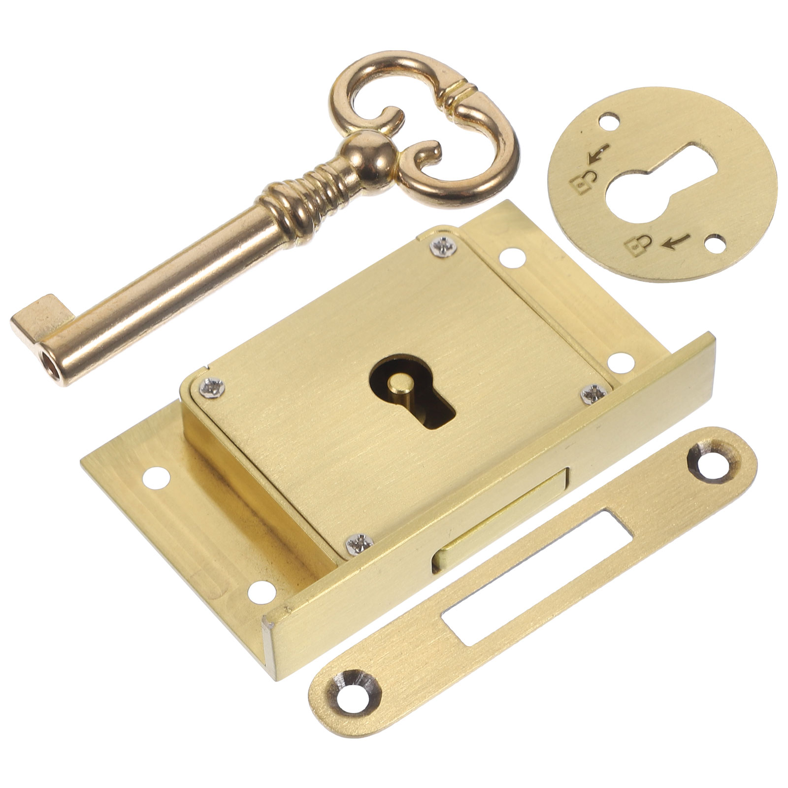 Polished Brass Square Retro Copper Lock Heavy Duty Cabinet Drawer Lock With Key For Storage Box File Cabinet Desk Wood Chest