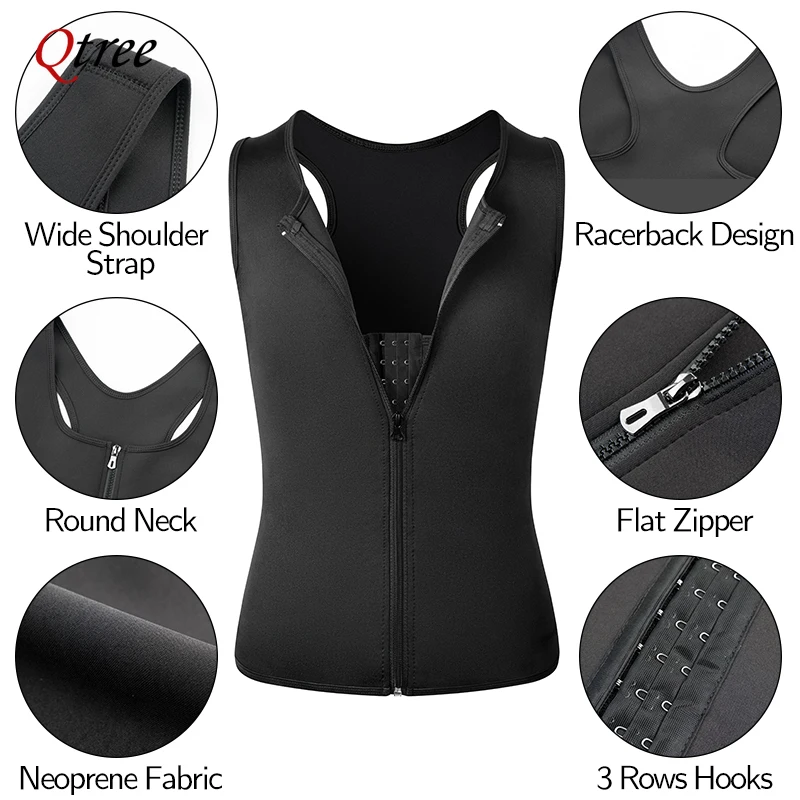 Qtree hommes Compression chemise pour minceur Sauna sueur corps Shaper serré maillot de corps ventre contrôle ceinture perte de poids taille formateur