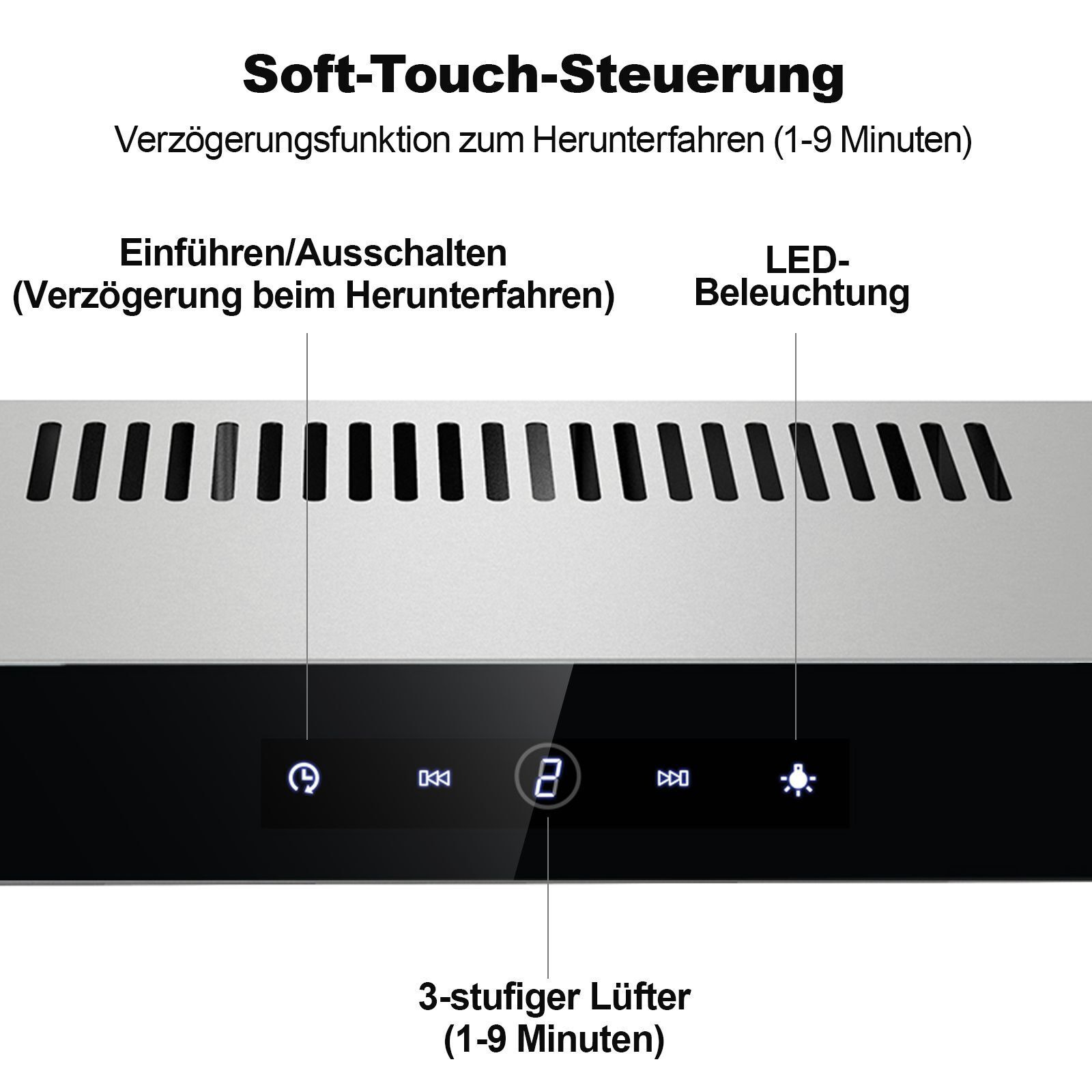 TopStrong 60 cm LED-Abzugshaube für Abluftrückführungen unter dem Schrank EUTF2360