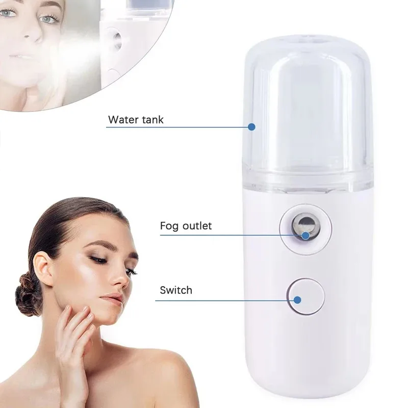 Mini humidificador de 30ml para coche, hogar, oficina, portátil, recargable, pequeño, inalámbrico, pulverizador facial Personal, máquina de niebla, humidificador