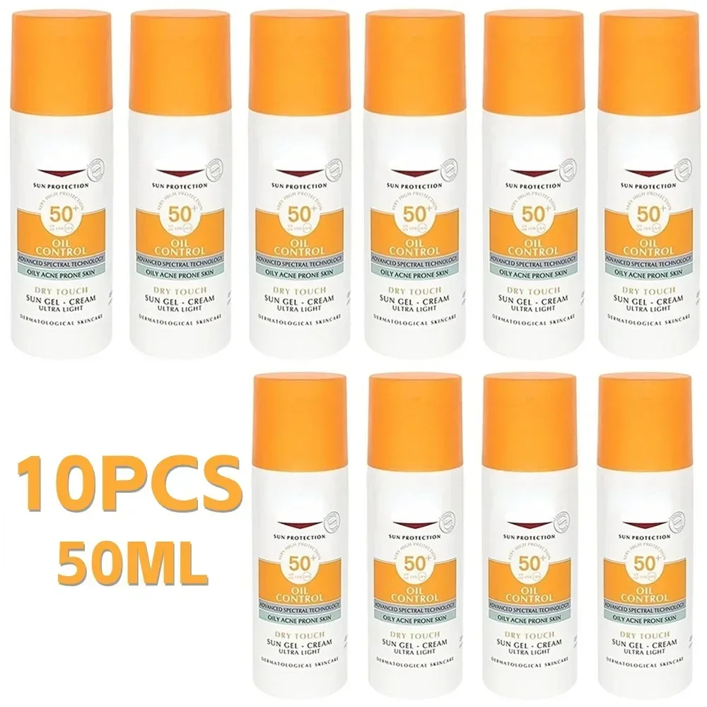 10PCS Set Oil Control Face Sunscreen SPF50+ Sun Protection Dry Touch Gel-Cream Anti-UV Anti-Shine Refreshing For Oily Acne Skin
