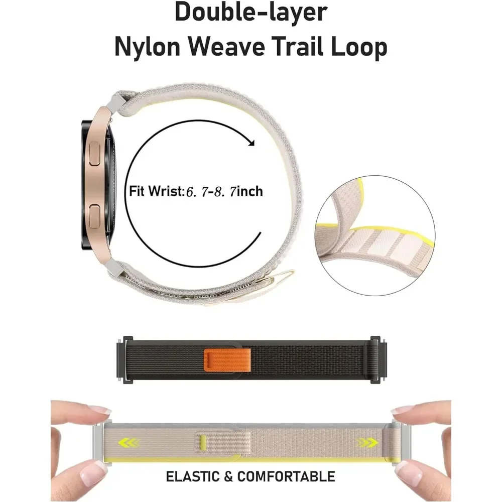 Correa de nailon para HaiWei Galaxy Watch 7 6 5 4 40mm 44mm Classic/Active/Gear S3 Frontier 20mm 22mm Correa deportiva Amazfit GTS 3 4