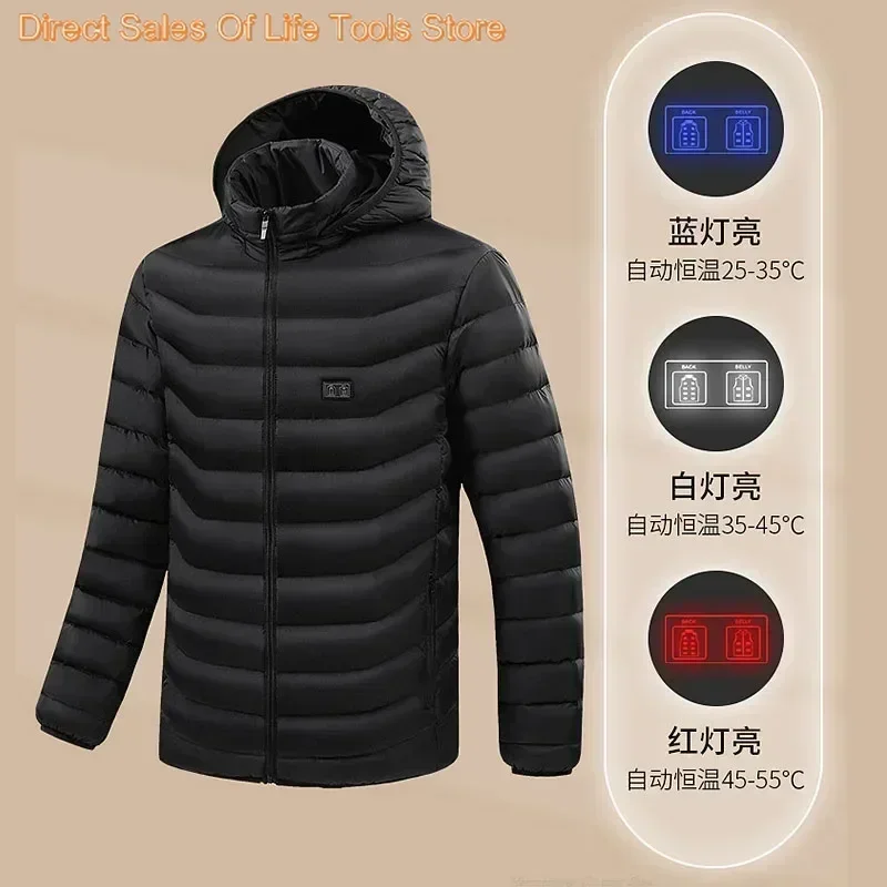 9/21 Bereiche Beheizte Jacke Winter Warme Weste USB Herren Heizjacke Beheizte Weste Mantel Jagd Wandern Camping Outdoor Männliche Kleidung