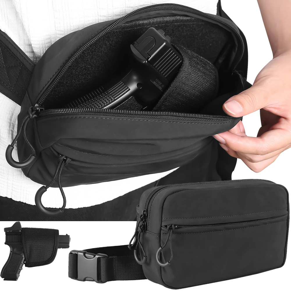 Bolsa de transporte oculta, soporte táctico para pistola, riñonera EDC con funda para pistola, bolso de hombro Universal para pistola al aire libre